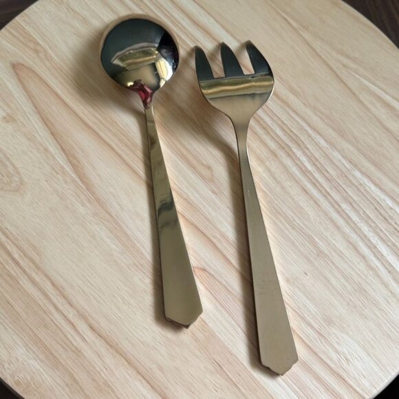 Star Of Siam Gold-Tone Serving Spoon & Fork Set With Ornate Handles - Picture 6 of 10